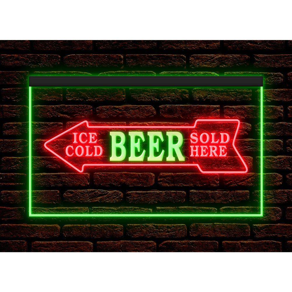 DC170116 Ice Cold Beer Sold Here Bar Home Decor Display illuminated Night Light Neon Sign Dual Color