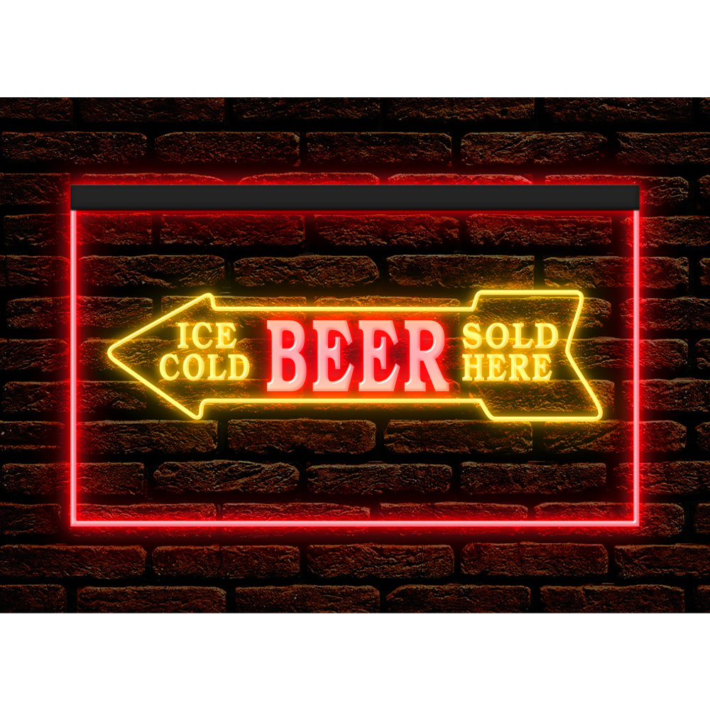 DC170116 Ice Cold Beer Sold Here Bar Home Decor Display illuminated Night Light Neon Sign Dual Color