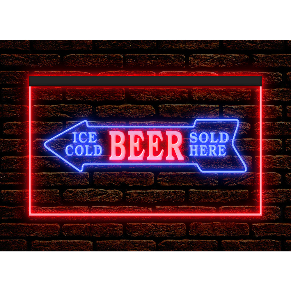 DC170116 Ice Cold Beer Sold Here Bar Home Decor Display illuminated Night Light Neon Sign Dual Color