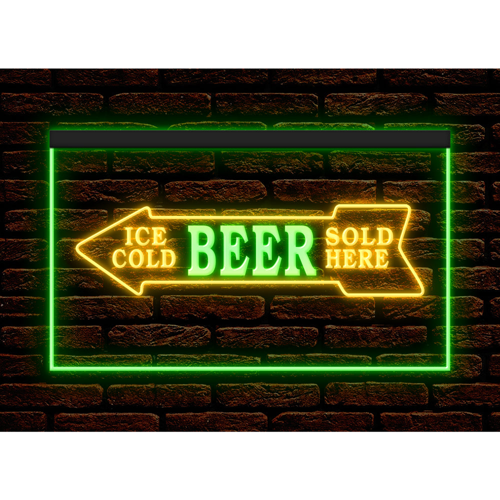 DC170116 Ice Cold Beer Sold Here Bar Home Decor Display illuminated Night Light Neon Sign Dual Color
