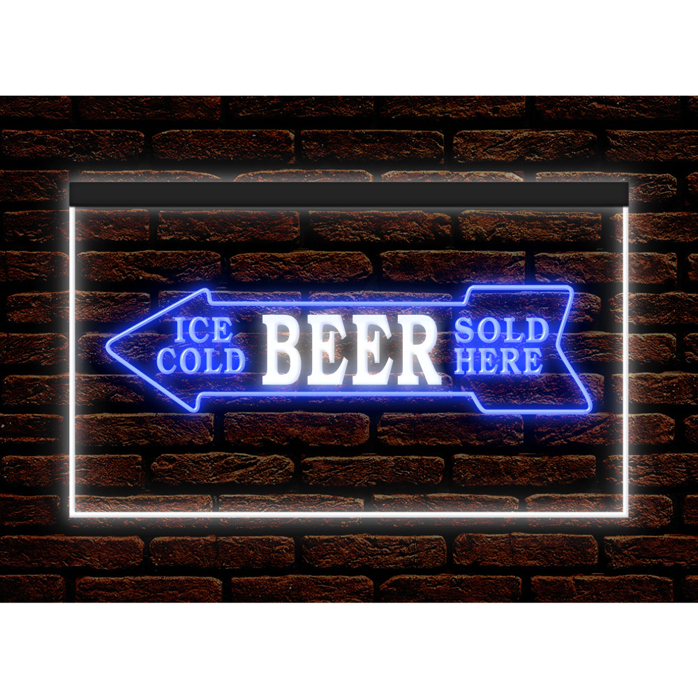 DC170116 Ice Cold Beer Sold Here Bar Home Decor Display illuminated Night Light Neon Sign Dual Color