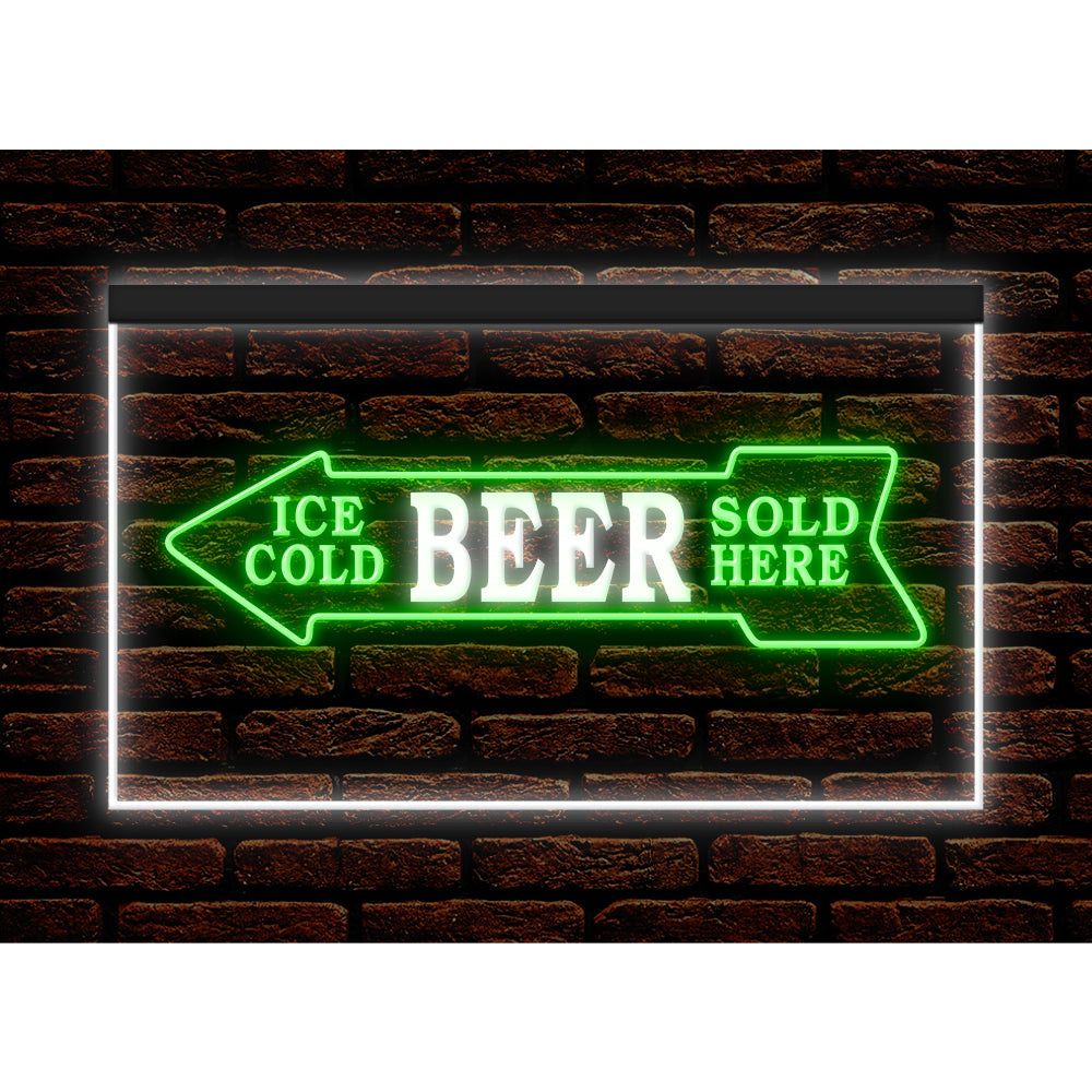 DC170116 Ice Cold Beer Sold Here Bar Home Decor Display illuminated Night Light Neon Sign Dual Color