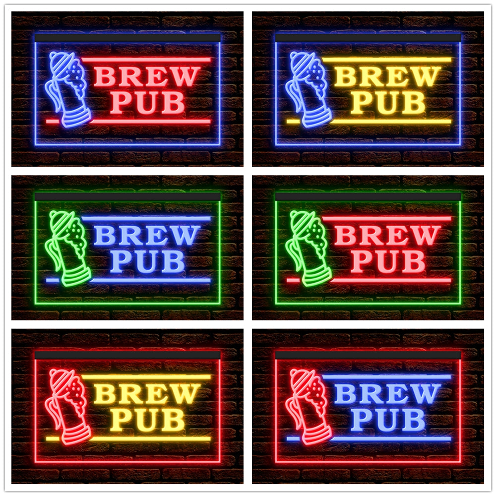 DC170117 Brew Pub Bar Club Home Decor Display illuminated Night Light Neon Sign Dual Color