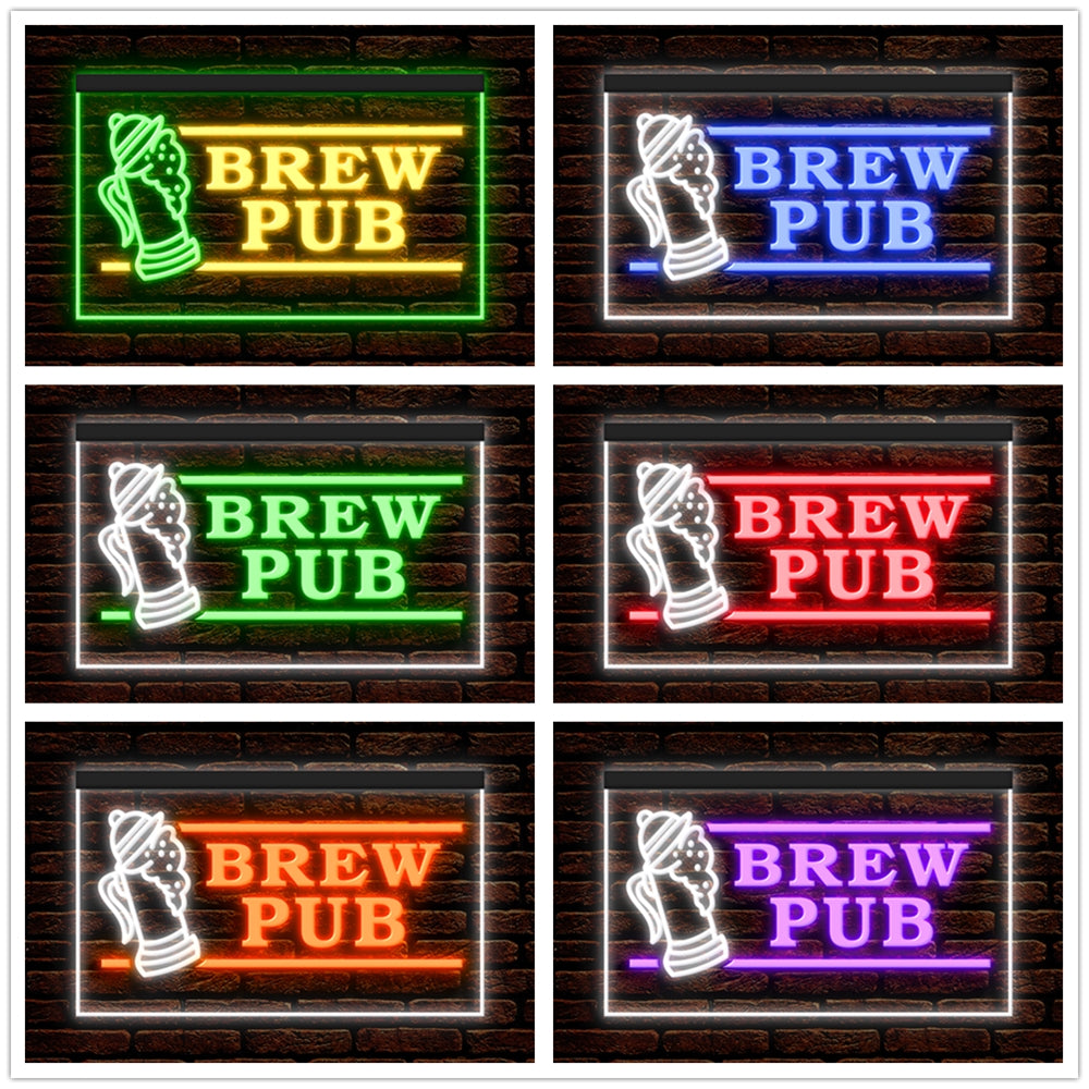 DC170117 Brew Pub Bar Club Home Decor Display illuminated Night Light Neon Sign Dual Color