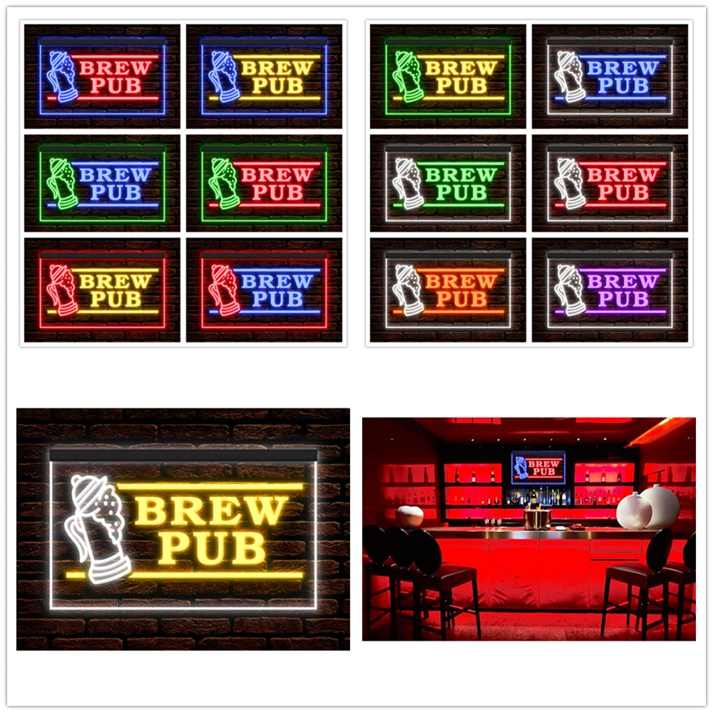 DC170117 Brew Pub Bar Club Home Decor Display illuminated Night Light Neon Sign Dual Color