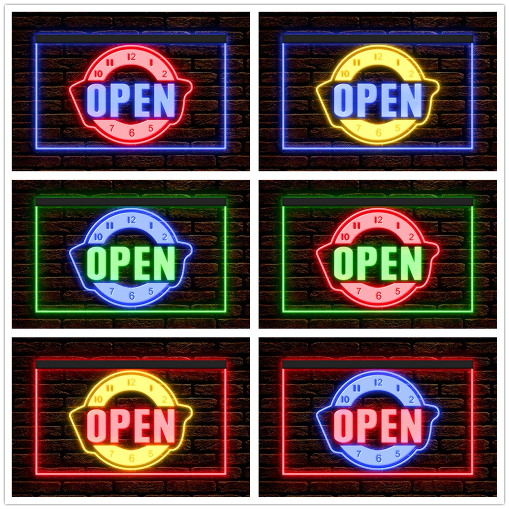 DC170142 Happy Hour Bar Pub Beer Open Home Decor Display illuminated Night Light Neon Sign Dual Color