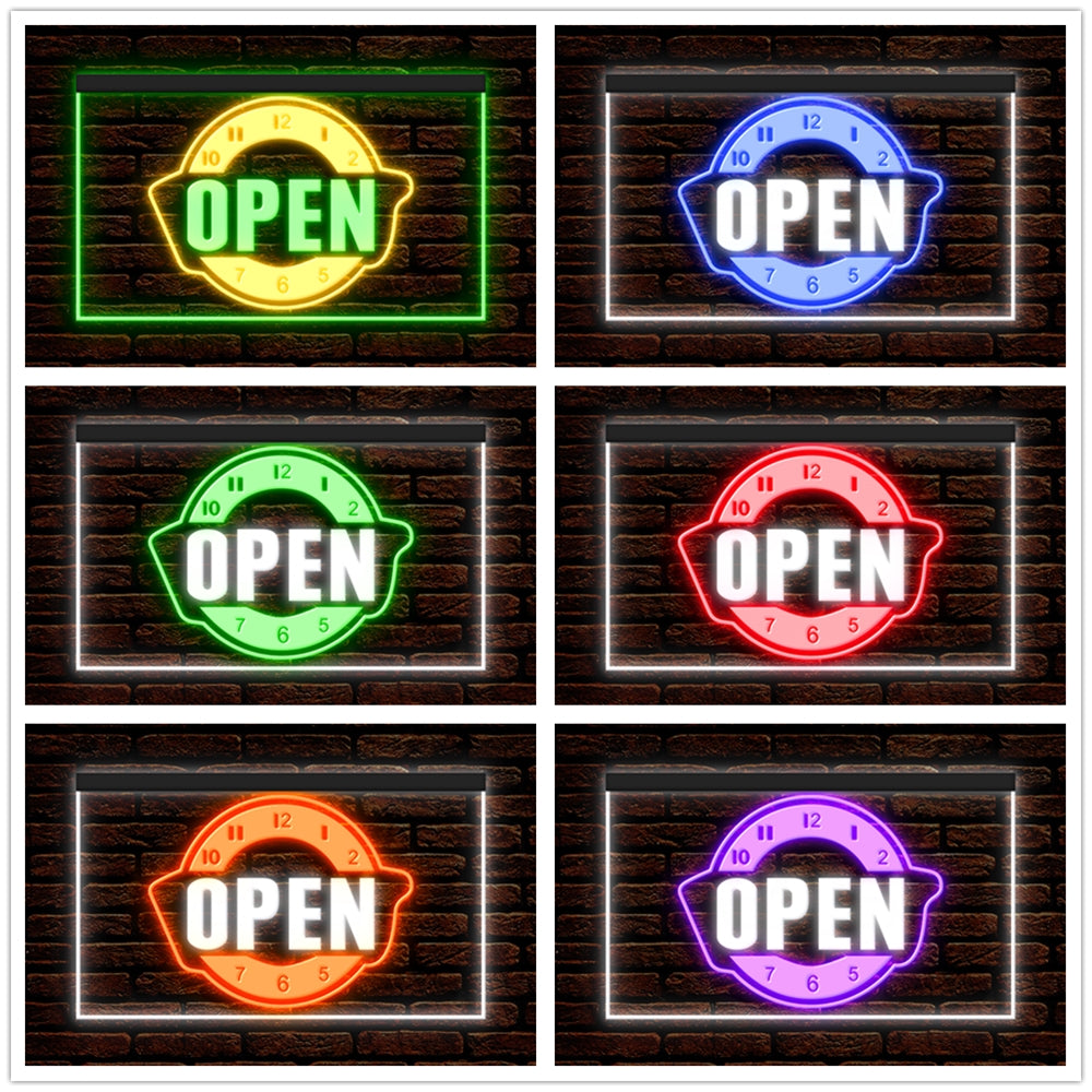 DC170142 Happy Hour Bar Pub Beer Open Home Decor Display illuminated Night Light Neon Sign Dual Color