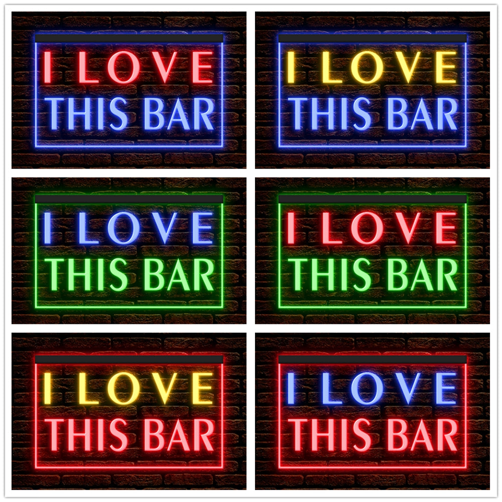 DC170150 I Love This Bar Beer Pub Open Home Decor Display illuminated Night Light Neon Sign Dual Color
