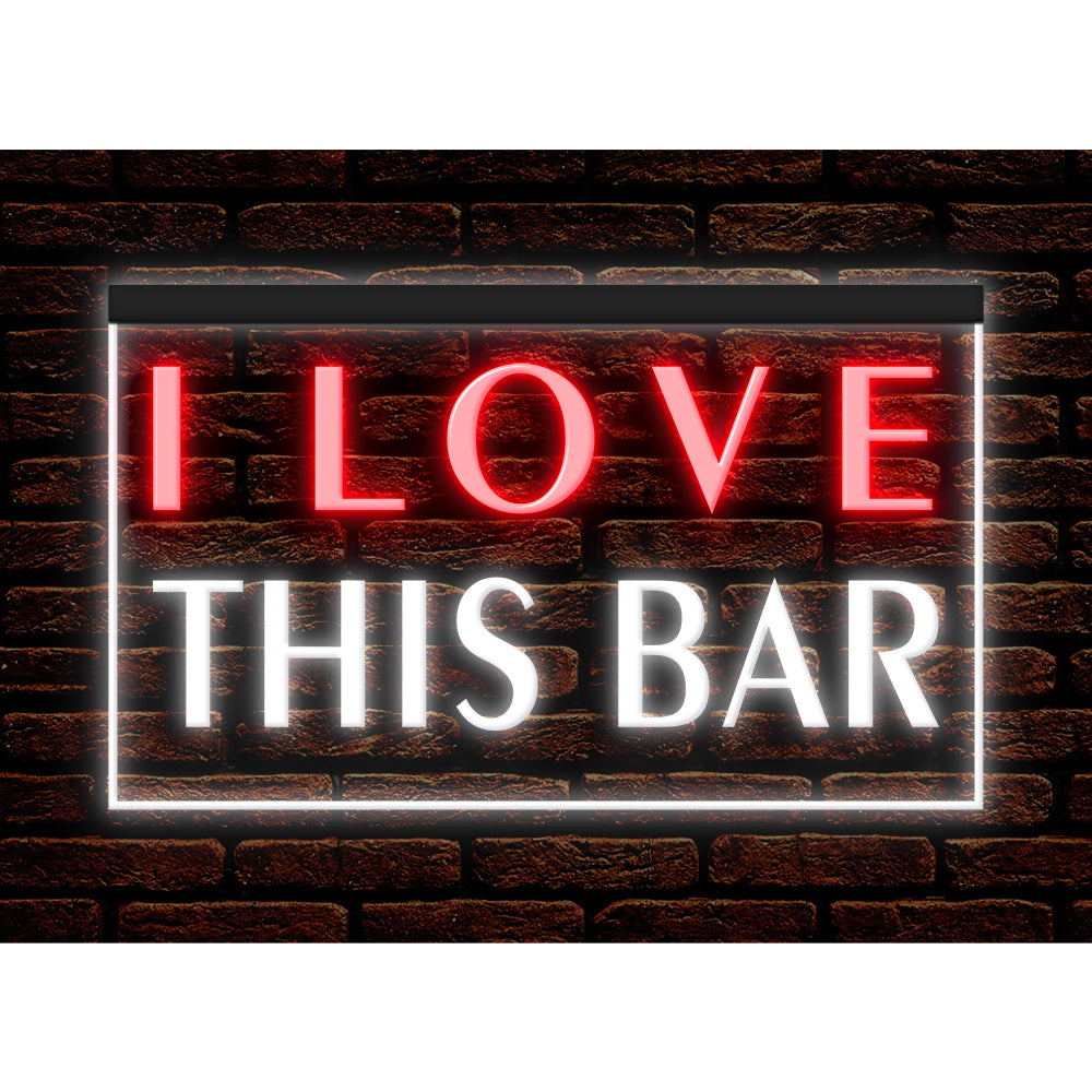 DC170150 I Love This Bar Beer Pub Open Home Decor Display illuminated Night Light Neon Sign Dual Color