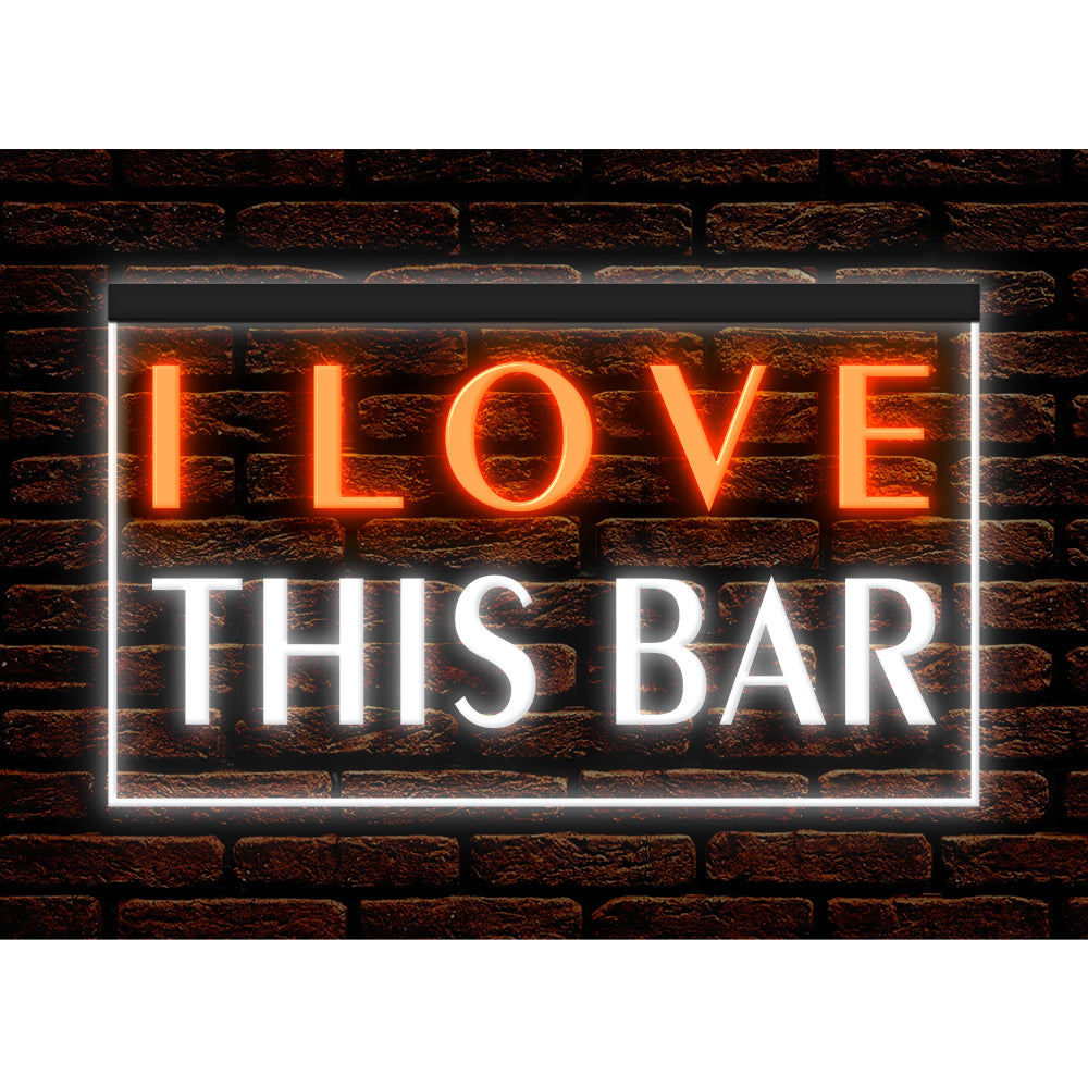 DC170150 I Love This Bar Beer Pub Open Home Decor Display illuminated Night Light Neon Sign Dual Color
