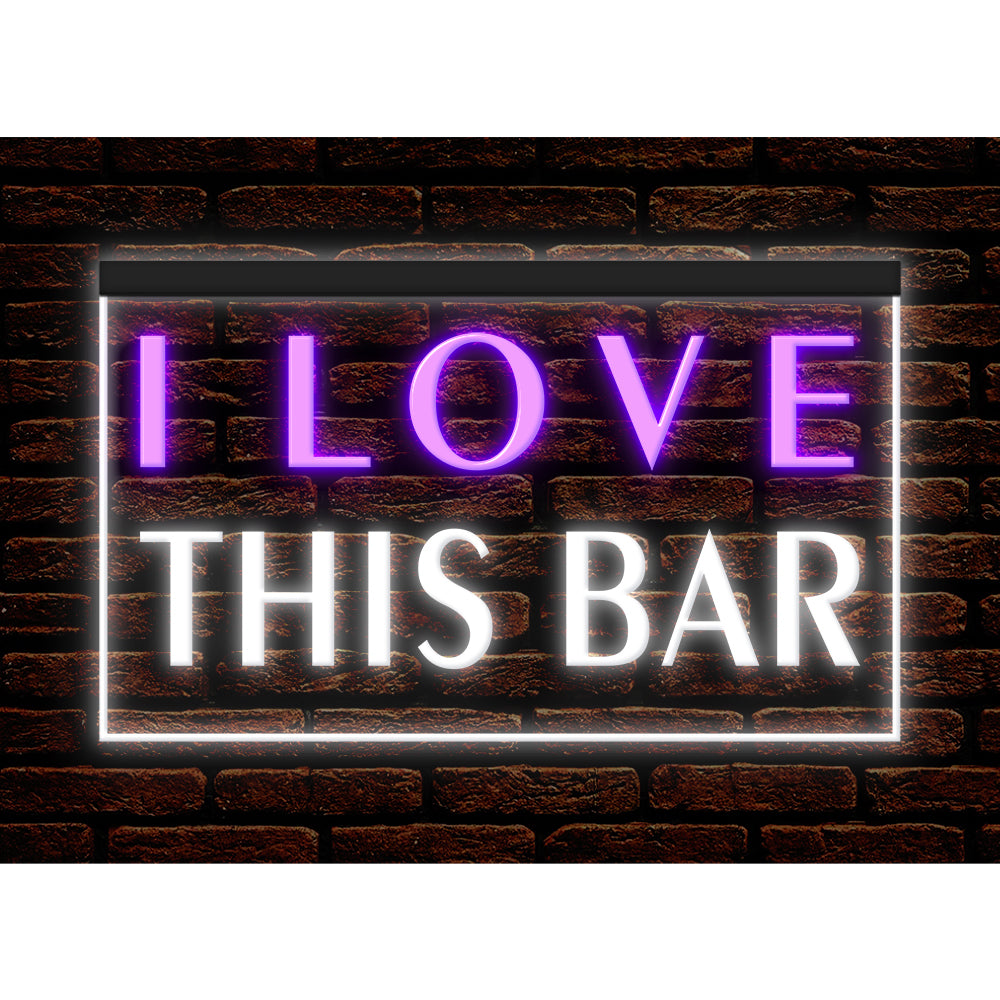 DC170150 I Love This Bar Beer Pub Open Home Decor Display illuminated Night Light Neon Sign Dual Color
