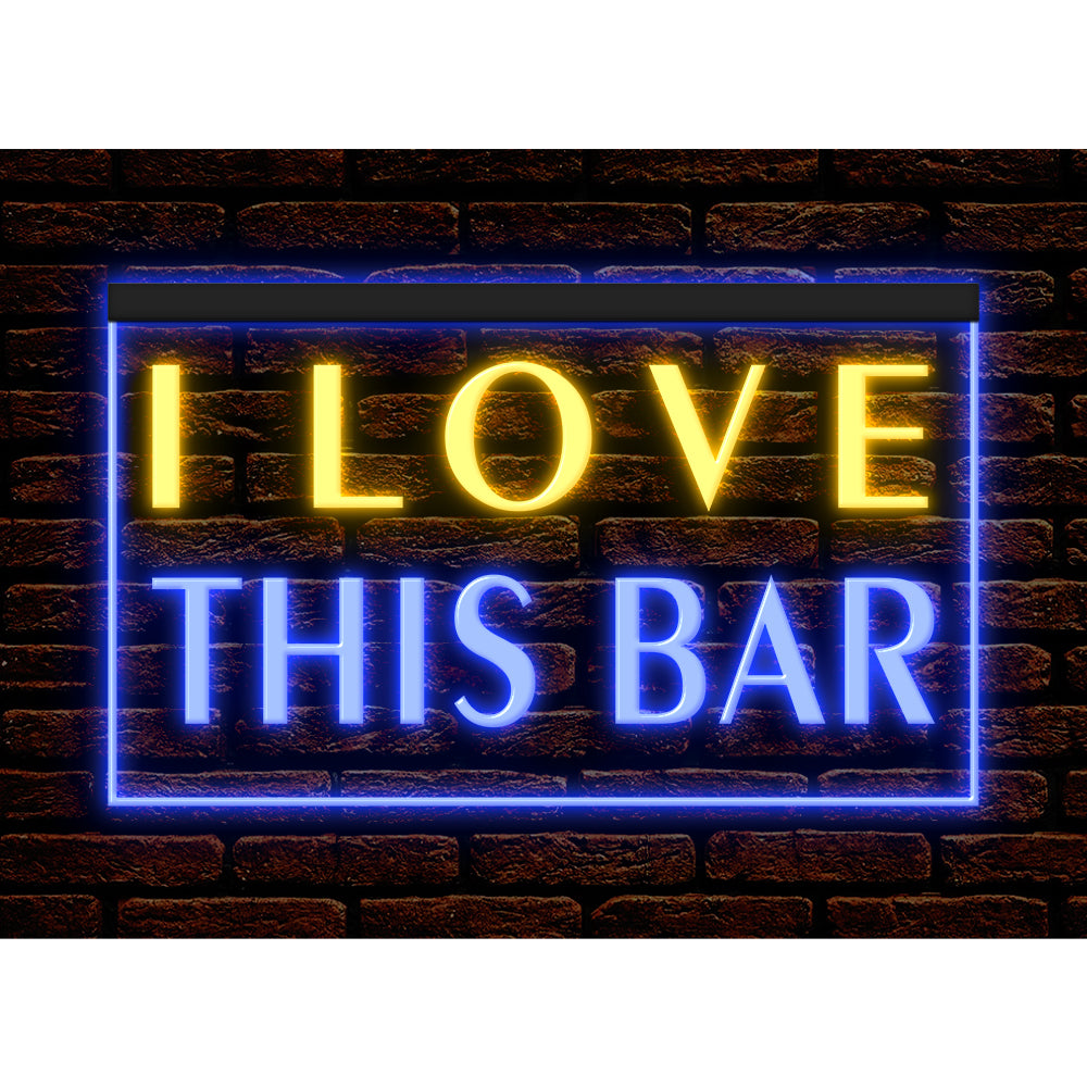 DC170150 I Love This Bar Beer Pub Open Home Decor Display illuminated Night Light Neon Sign Dual Color