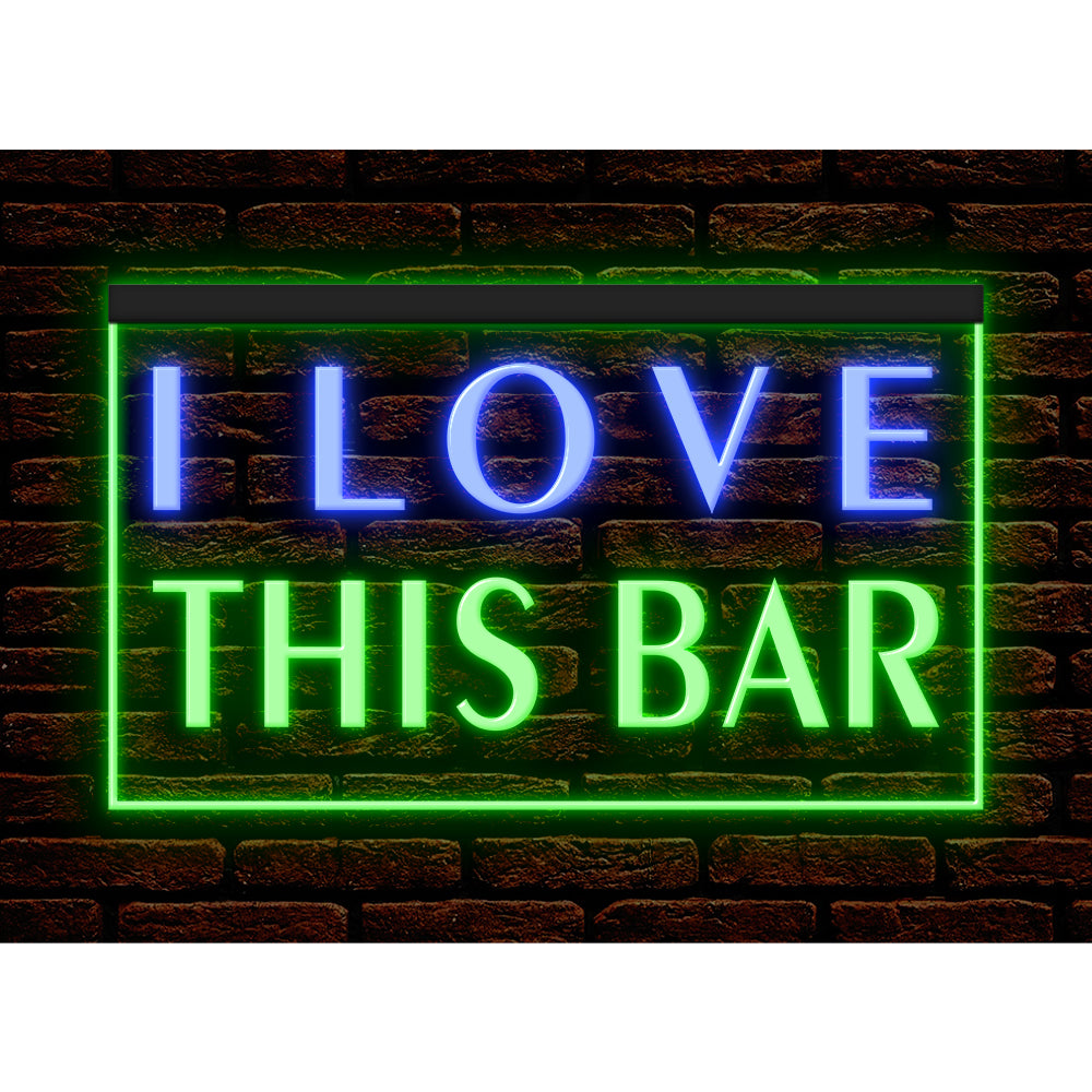 DC170150 I Love This Bar Beer Pub Open Home Decor Display illuminated Night Light Neon Sign Dual Color