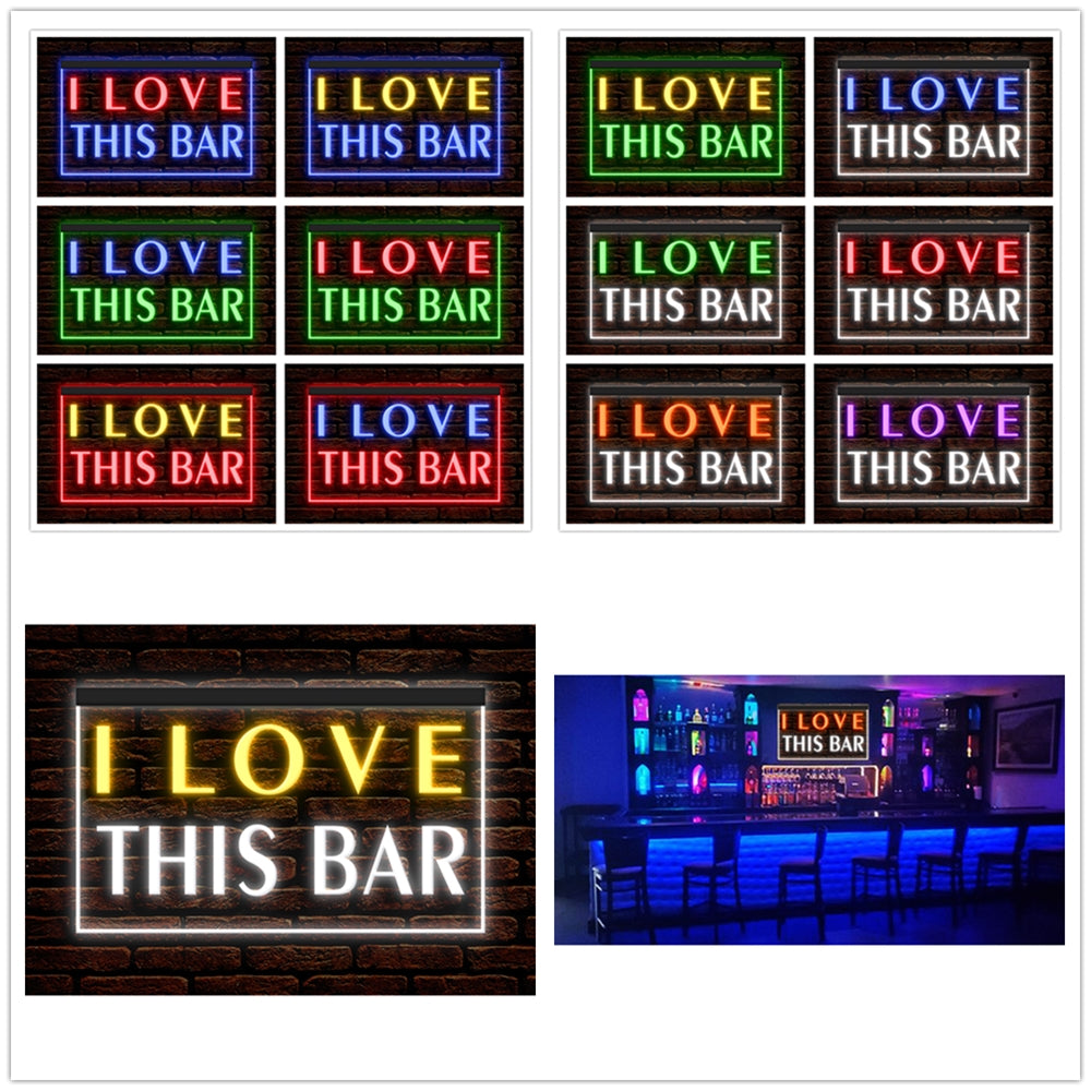DC170150 I Love This Bar Beer Pub Open Home Decor Display illuminated Night Light Neon Sign Dual Color