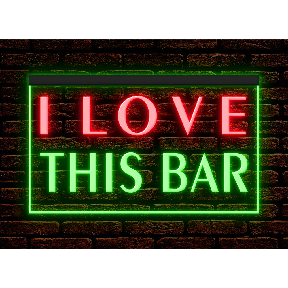 DC170150 I Love This Bar Beer Pub Open Home Decor Display illuminated Night Light Neon Sign Dual Color