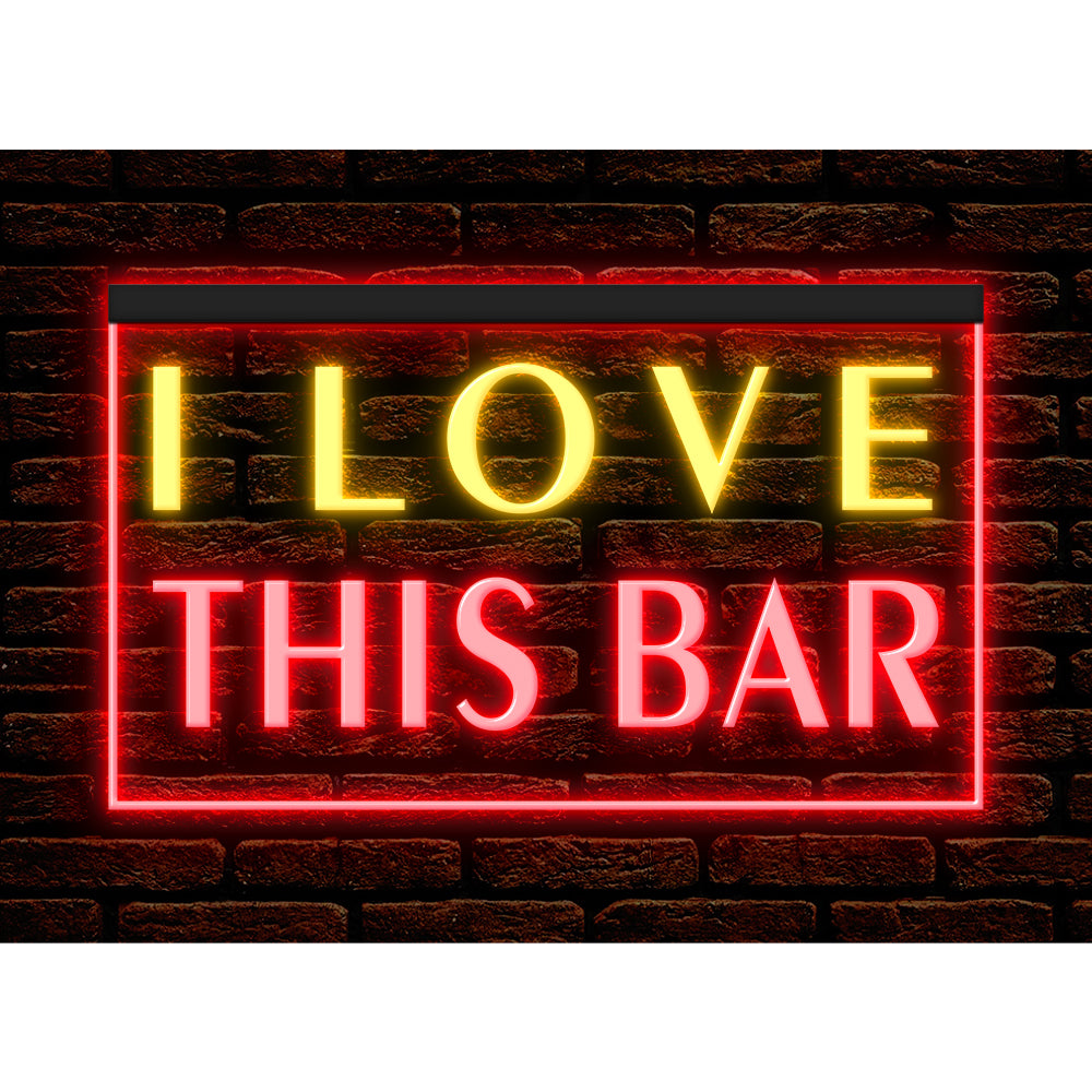 DC170150 I Love This Bar Beer Pub Open Home Decor Display illuminated Night Light Neon Sign Dual Color