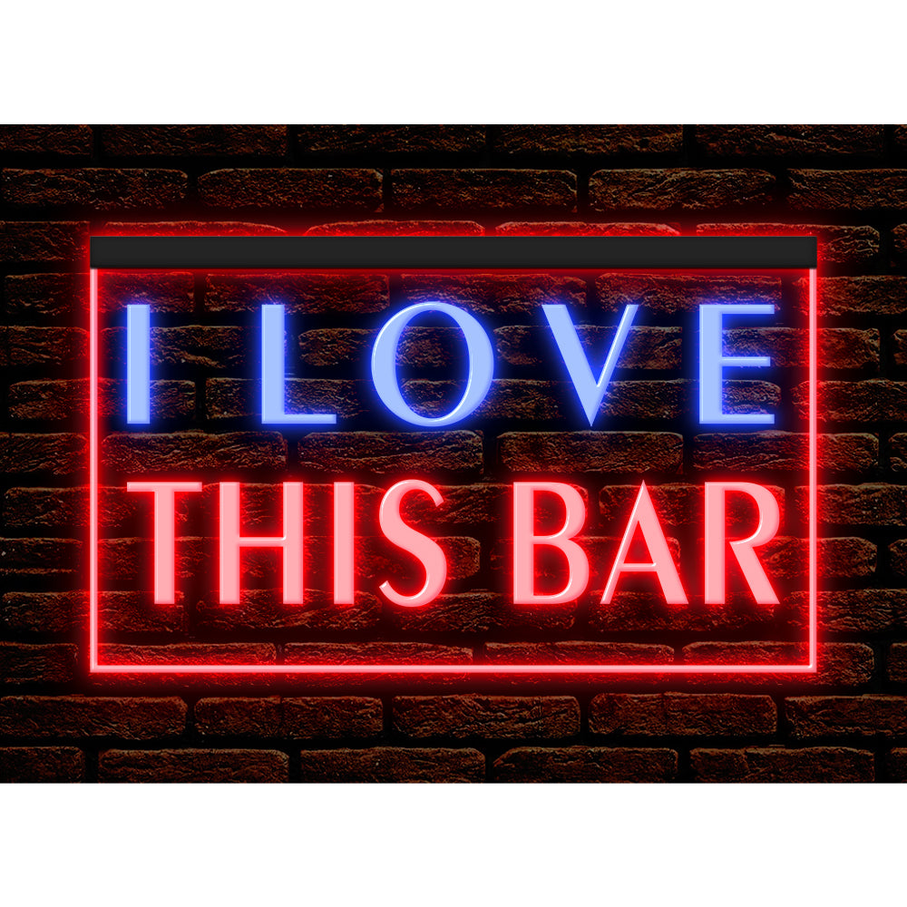 DC170150 I Love This Bar Beer Pub Open Home Decor Display illuminated Night Light Neon Sign Dual Color