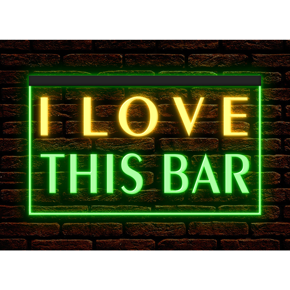 DC170150 I Love This Bar Beer Pub Open Home Decor Display illuminated Night Light Neon Sign Dual Color