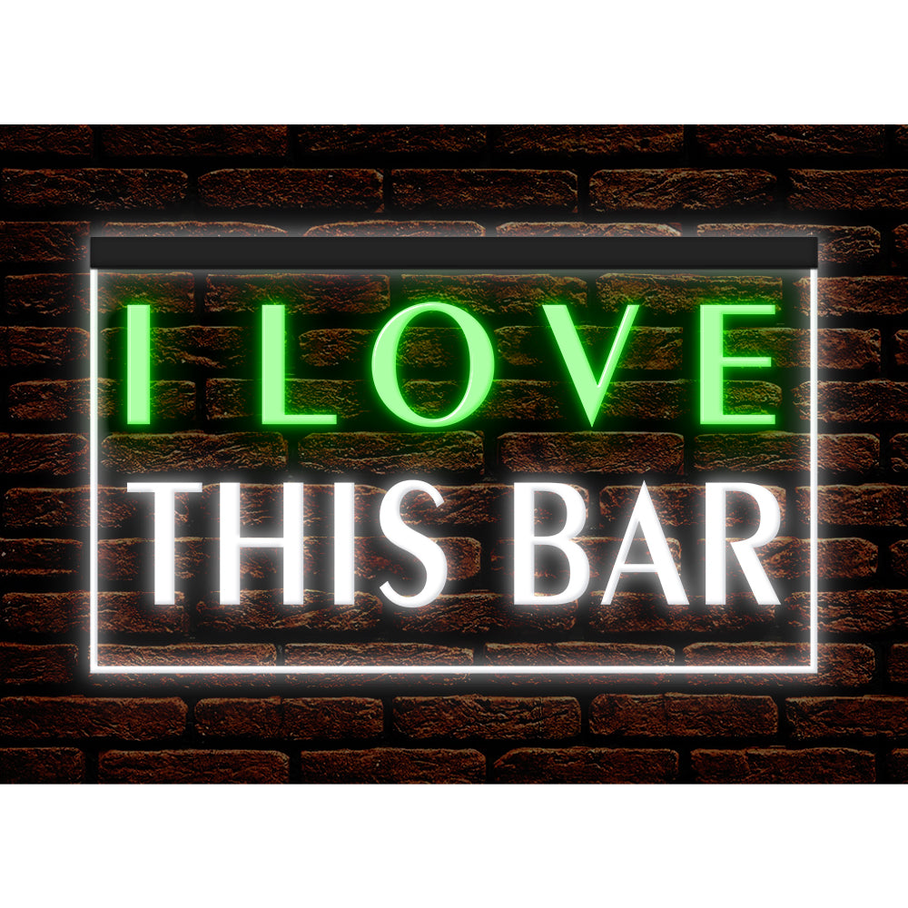 DC170150 I Love This Bar Beer Pub Open Home Decor Display illuminated Night Light Neon Sign Dual Color