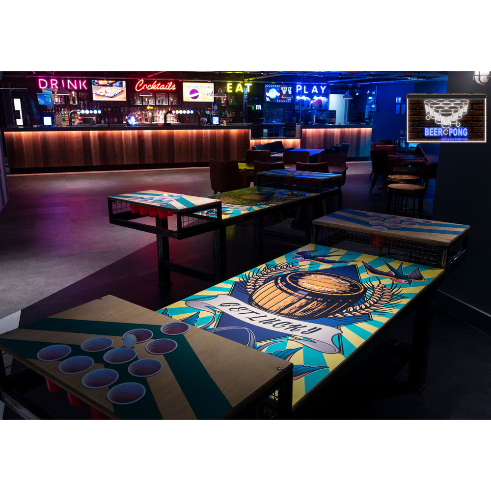 DC170151 Beer Pong Game Bar Happy Hours Home Decor Display illuminated Night Light Neon Sign Dual Color