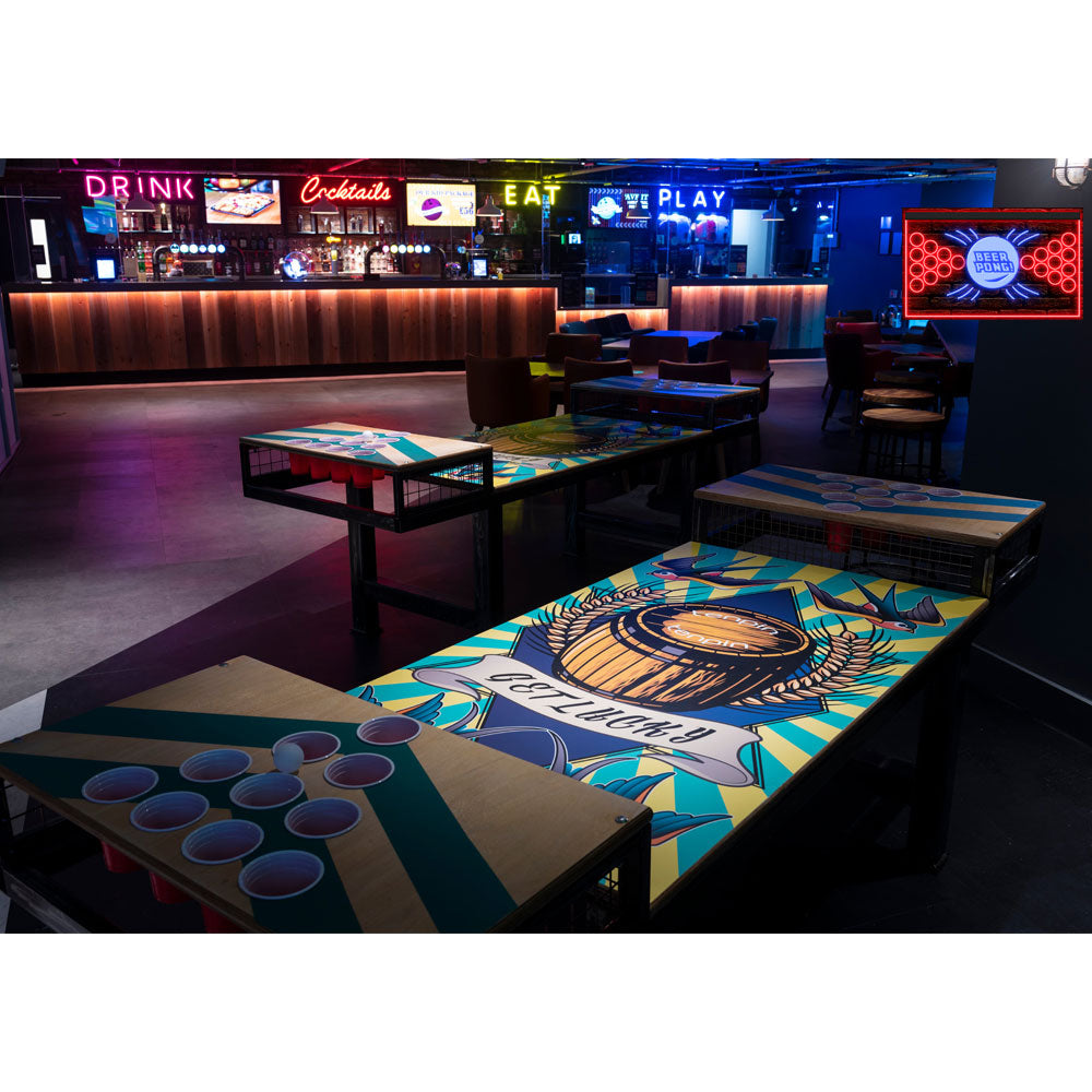 DC170156 Beer Pong Game Bar Happy Hours Home Decor Display illuminated Night Light Neon Sign Dual Color
