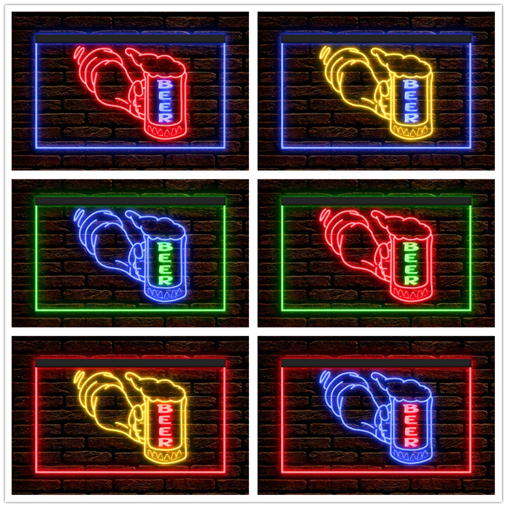 DC170170 Cold Beer Open Bar Pub Club Home Decor Display illuminated Night Light Neon Sign Dual Color