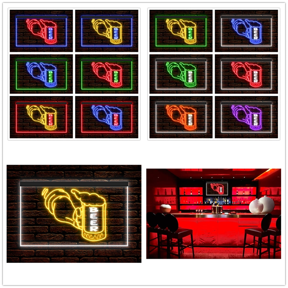 DC170170 Cold Beer Open Bar Pub Club Home Decor Display illuminated Night Light Neon Sign Dual Color