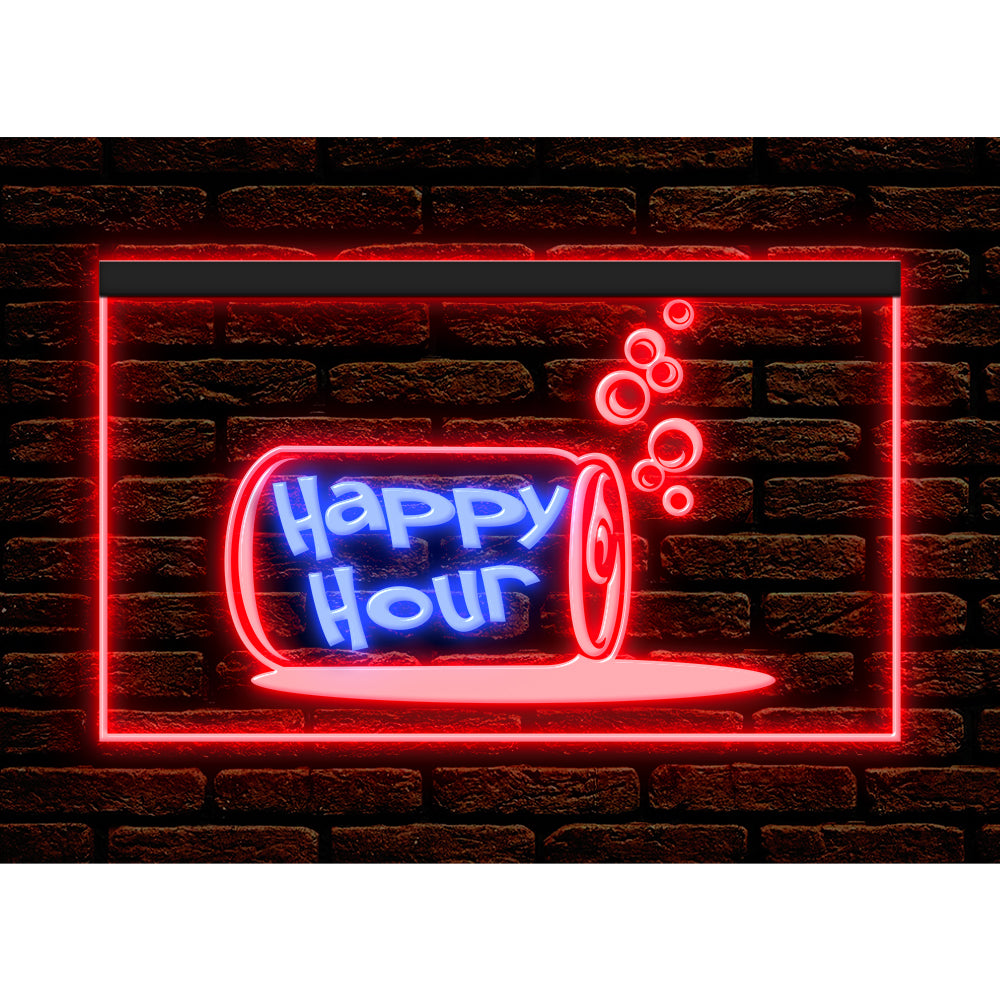 DC170186 Happy Hour Bar Home Decor Open Display illuminated Night Light Neon Sign Dual Color