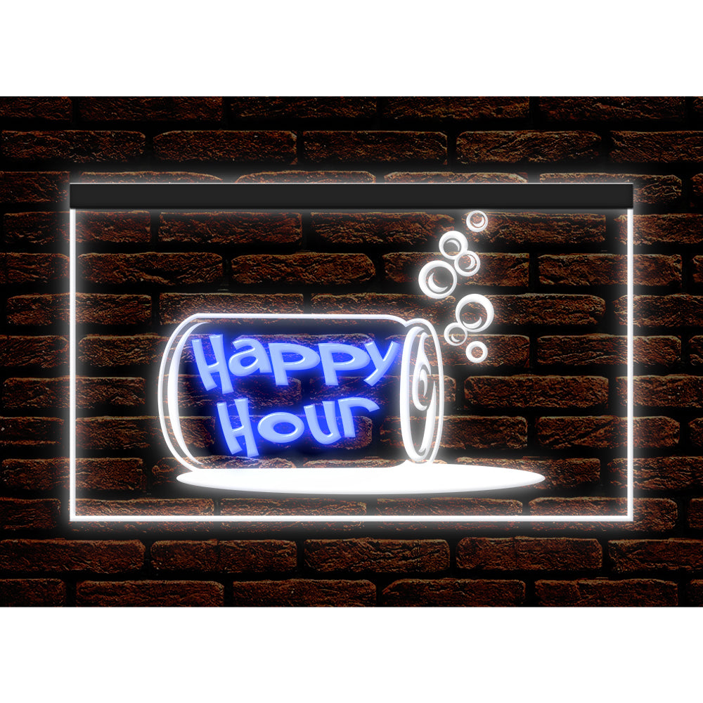 DC170186 Happy Hour Bar Home Decor Open Display illuminated Night Light Neon Sign Dual Color