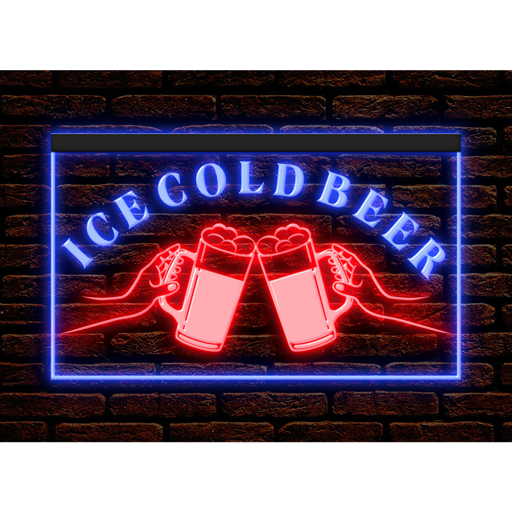 DC170194 Ice Cold Beer Open Bar Home Decor Display illuminated Night Light Neon Sign Dual Color