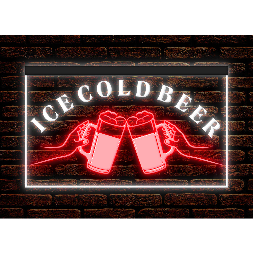 DC170194 Ice Cold Beer Open Bar Home Decor Display illuminated Night Light Neon Sign Dual Color
