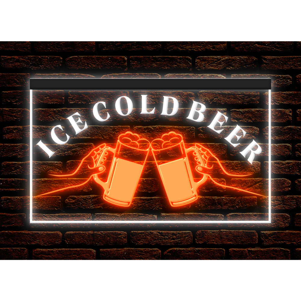 DC170194 Ice Cold Beer Open Bar Home Decor Display illuminated Night Light Neon Sign Dual Color