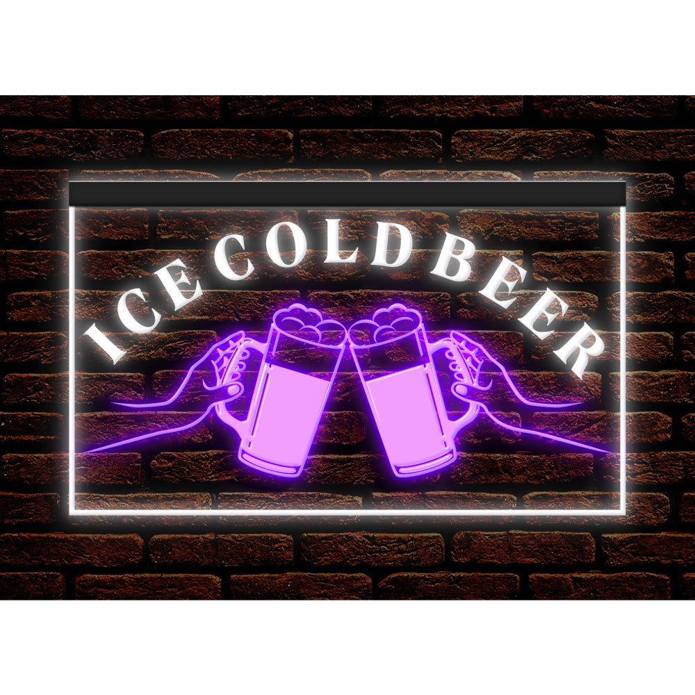 DC170194 Ice Cold Beer Open Bar Home Decor Display illuminated Night Light Neon Sign Dual Color