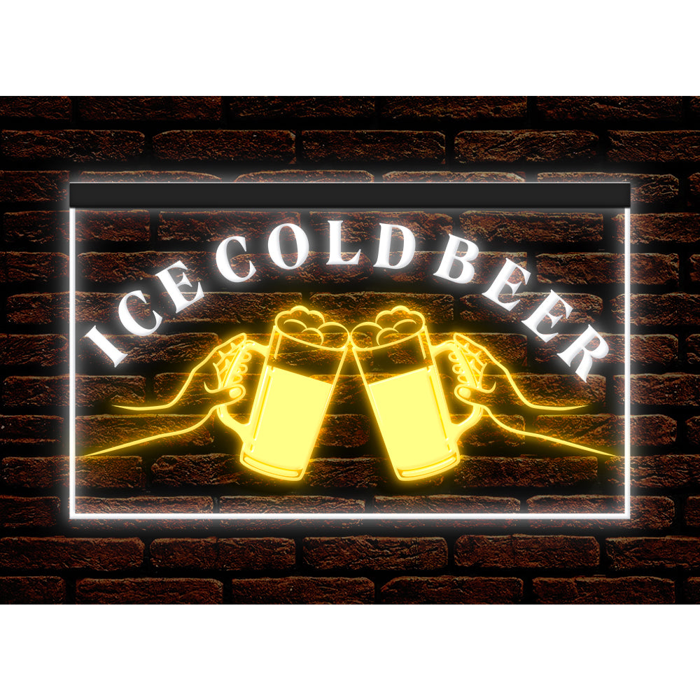 DC170194 Ice Cold Beer Open Bar Home Decor Display illuminated Night Light Neon Sign Dual Color
