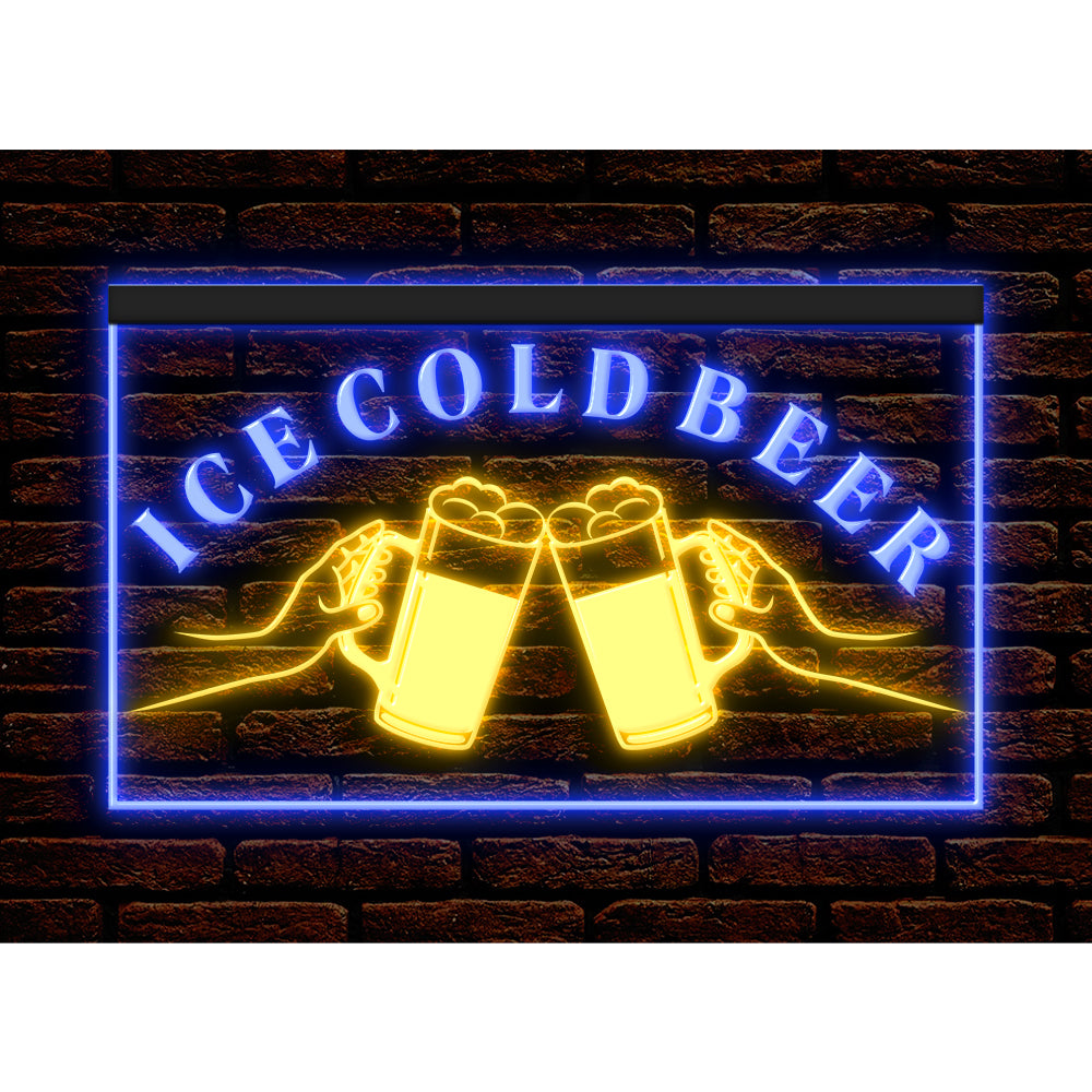DC170194 Ice Cold Beer Open Bar Home Decor Display illuminated Night Light Neon Sign Dual Color