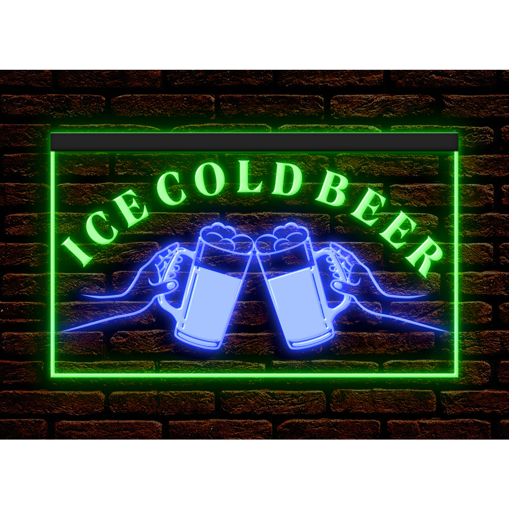 DC170194 Ice Cold Beer Open Bar Home Decor Display illuminated Night Light Neon Sign Dual Color