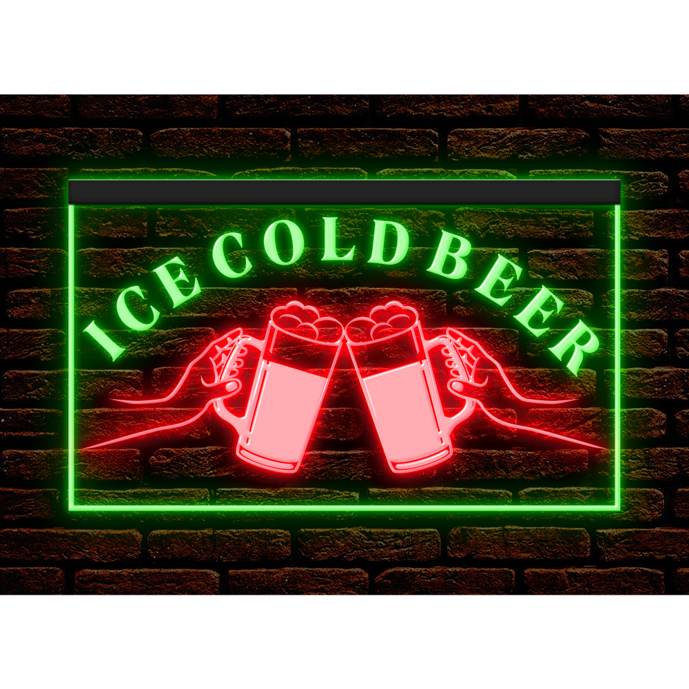 DC170194 Ice Cold Beer Open Bar Home Decor Display illuminated Night Light Neon Sign Dual Color