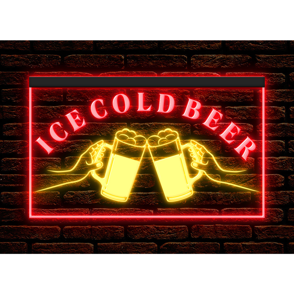 DC170194 Ice Cold Beer Open Bar Home Decor Display illuminated Night Light Neon Sign Dual Color