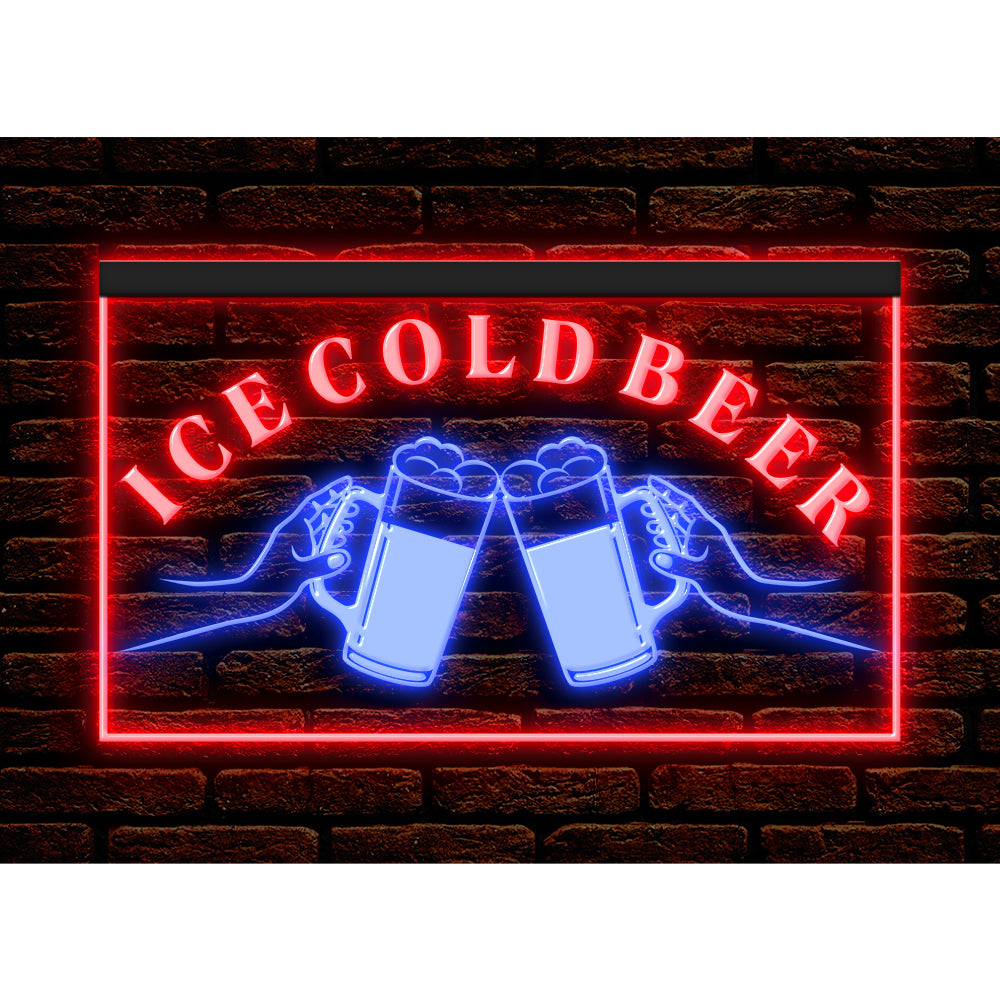 DC170194 Ice Cold Beer Open Bar Home Decor Display illuminated Night Light Neon Sign Dual Color