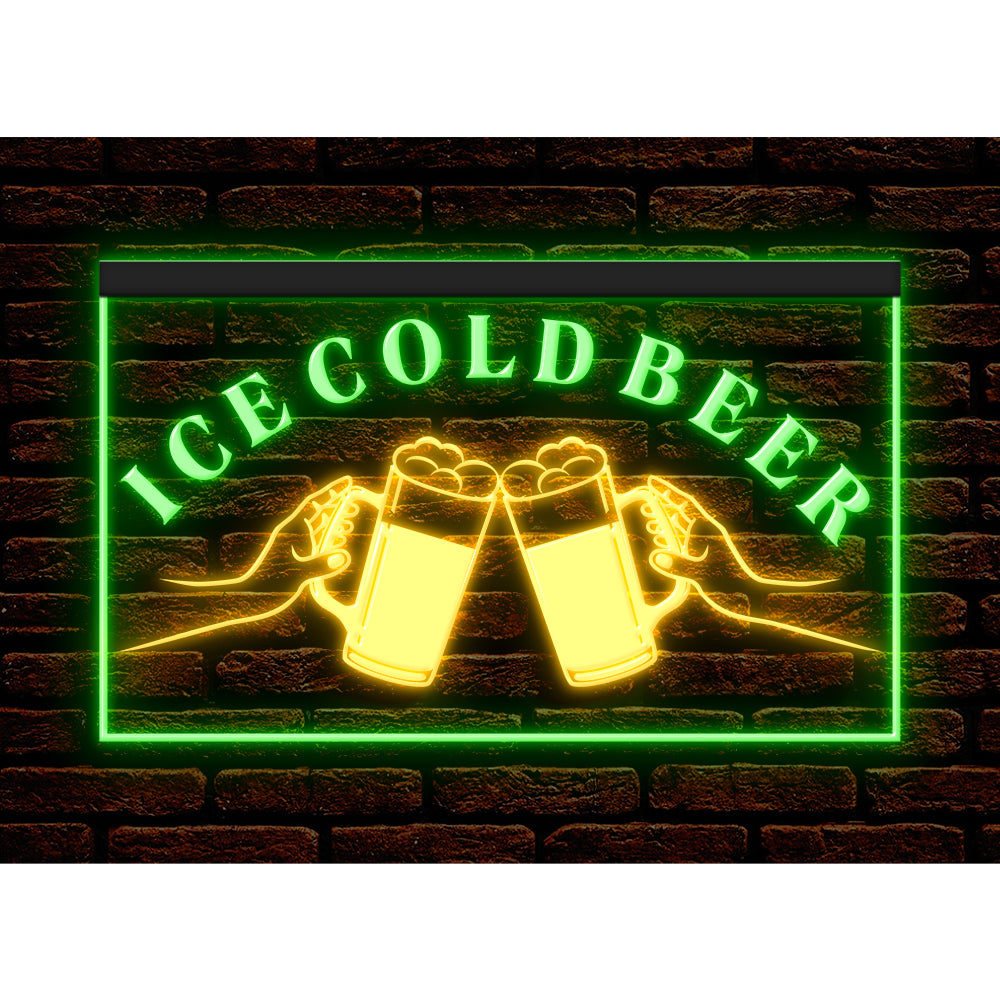 DC170194 Ice Cold Beer Open Bar Home Decor Display illuminated Night Light Neon Sign Dual Color