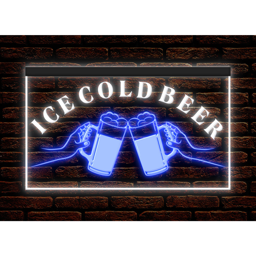 DC170194 Ice Cold Beer Open Bar Home Decor Display illuminated Night Light Neon Sign Dual Color