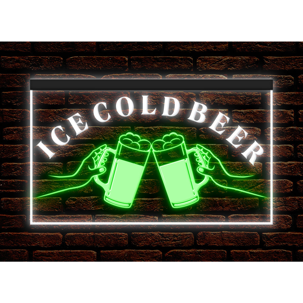 DC170194 Ice Cold Beer Open Bar Home Decor Display illuminated Night Light Neon Sign Dual Color