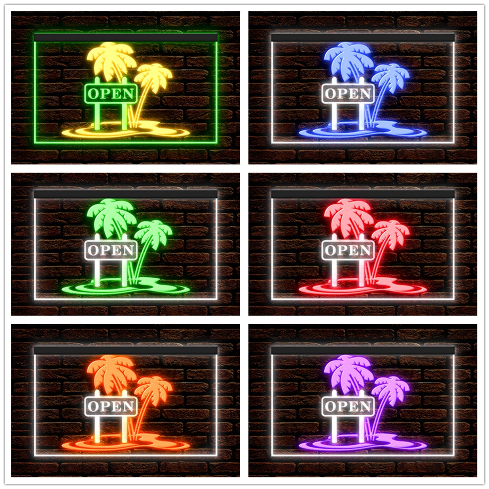 DC170198 Tiki Bar Open Happy Hours Home Decor Beer Display illuminated Night Light Neon Sign Dual Color