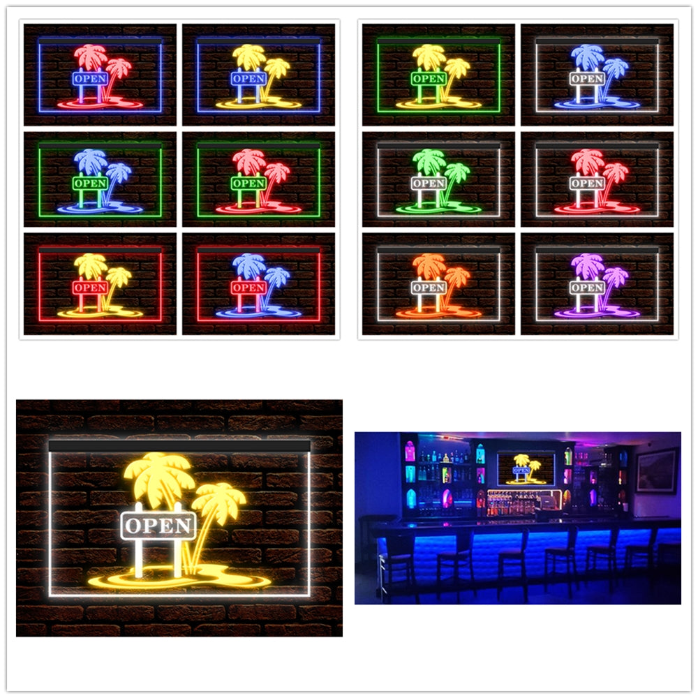 DC170198 Tiki Bar Open Happy Hours Home Decor Beer Display illuminated Night Light Neon Sign Dual Color