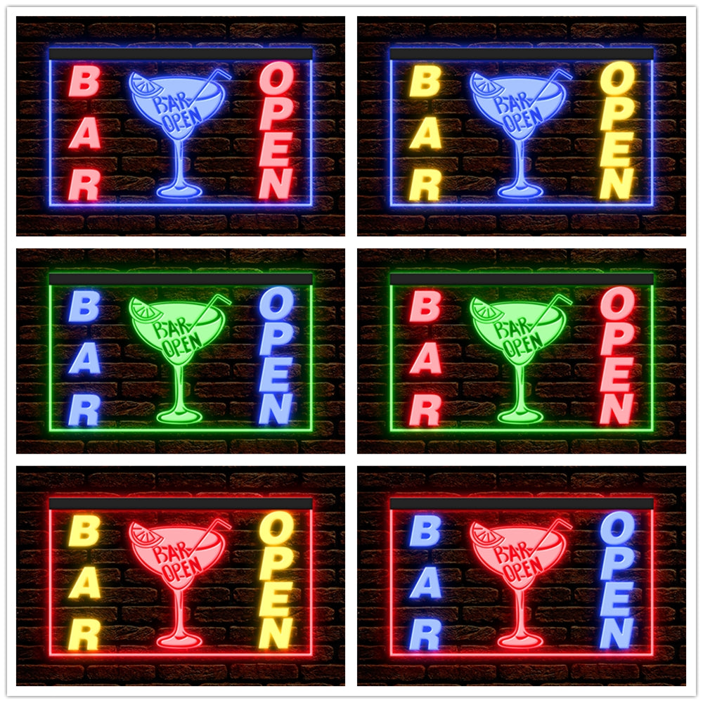 DC170206 Bar Pub Club Home Decor Open Display illuminated Night Light Neon Sign Dual Color