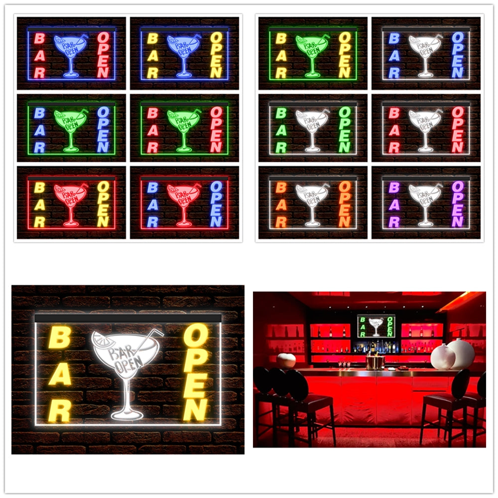 DC170206 Bar Pub Club Home Decor Open Display illuminated Night Light Neon Sign Dual Color