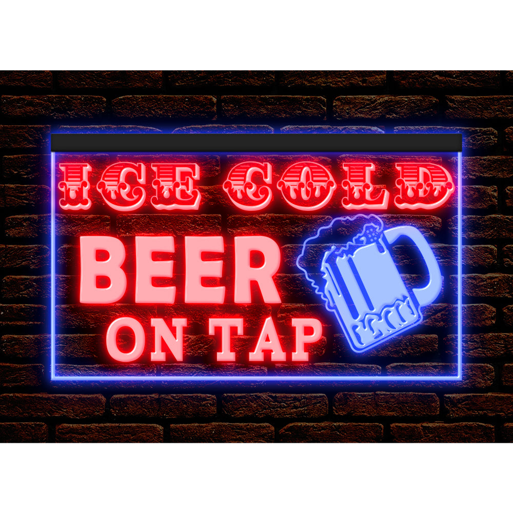 DC170208 Ice Cold Beer Open Bar Home Decor Display illuminated Night Light Neon Sign Dual Color