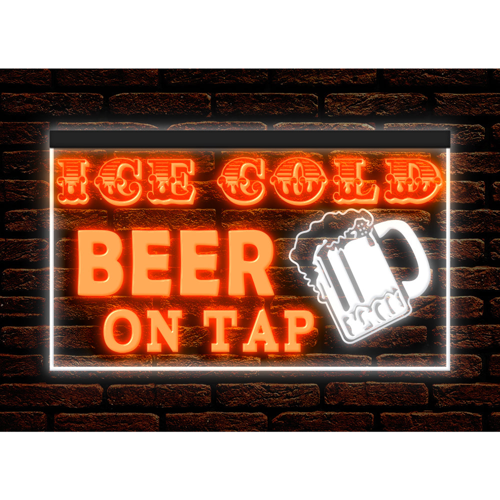 DC170208 Ice Cold Beer Open Bar Home Decor Display illuminated Night Light Neon Sign Dual Color
