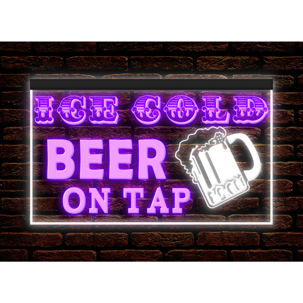 DC170208 Ice Cold Beer Open Bar Home Decor Display illuminated Night Light Neon Sign Dual Color