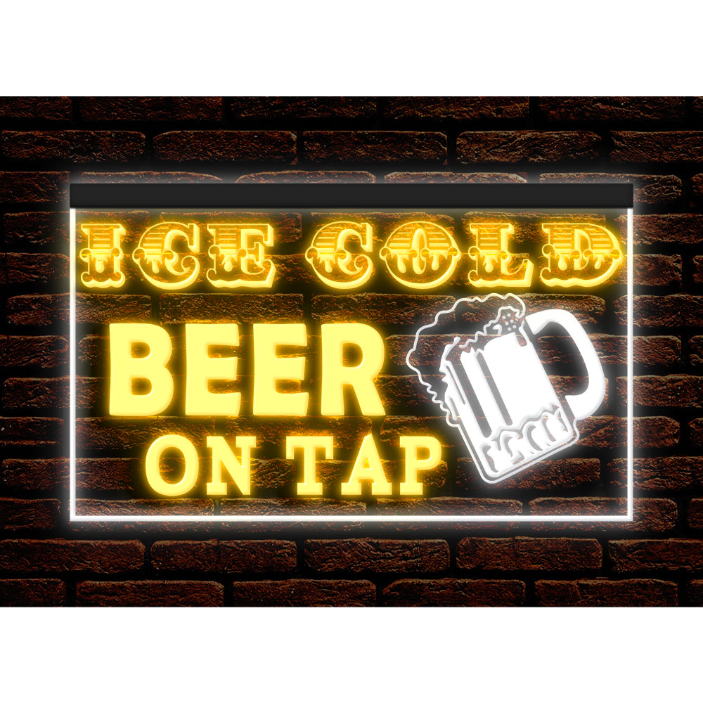 DC170208 Ice Cold Beer Open Bar Home Decor Display illuminated Night Light Neon Sign Dual Color